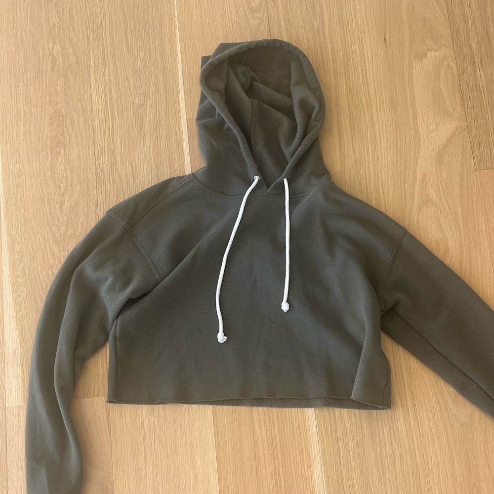 Wild Fable Green Cropped Hooded Sweatshirt